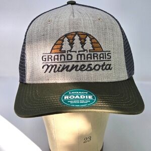 NEW  Grand Marais Minnesota Roadie Mesh Snapback Tan Gray Hat Cap Legacy 92